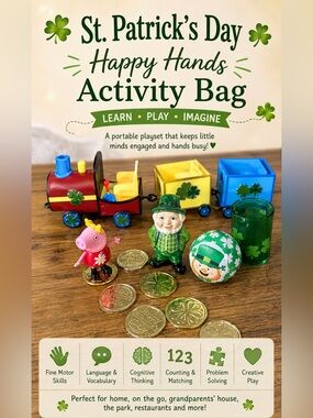 St Patrick’s Day Leprechaun and Peppa Pig Train with Gold Coins and sham…